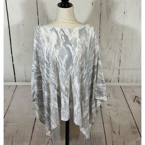 J Jill Pure Jill Women's Linen Poncho Top One Size Lagenlook Coastal Boho Staple